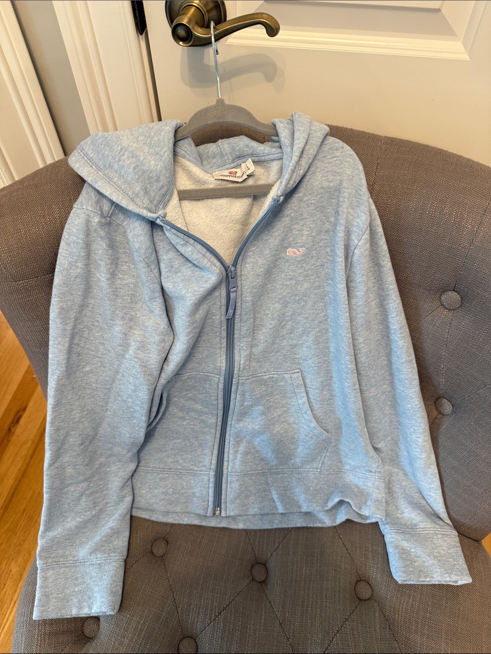 Vineyard Vines Pale Blue Full-Zip Hoodie Jacket girls size 14. Excellent!